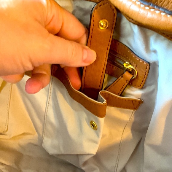 Cole Haan studded stitched designer camel tan leather hobo bag satchel purse EUC - Picture 10 of 15